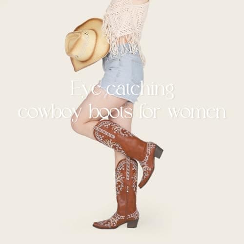 Women's Sparkly Cowgirl Boots with Embroidery