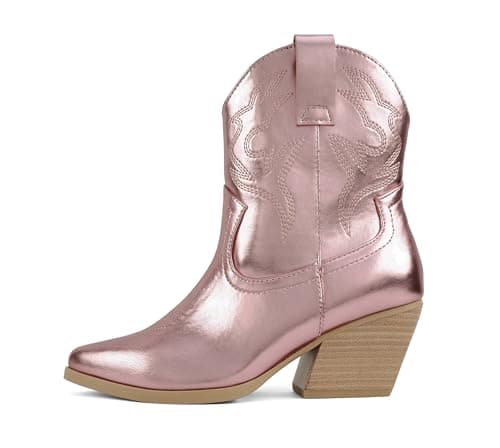BLAZING Women's Western Bootie Pointe Toe Low Heel (Wide Fit Available)