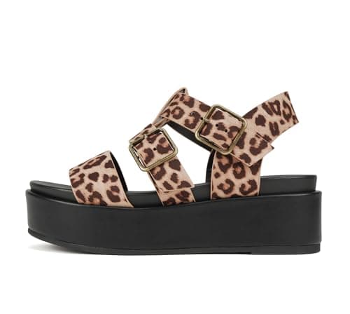 STELLAR Women's Flatform Multi Strap Open Toe Platform Wedge Sandals
