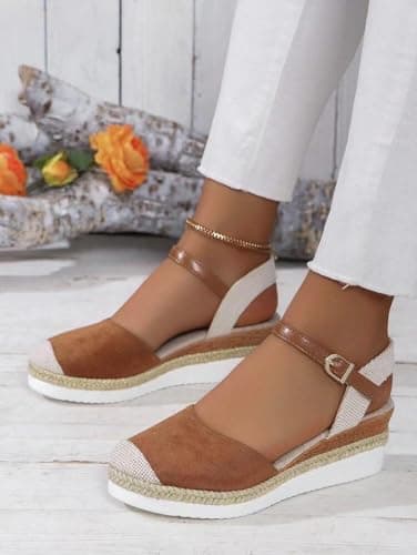 2025 Women's Comfortable Anti-Slip Espadrille Wedge Sandals with Adjustable Buckle