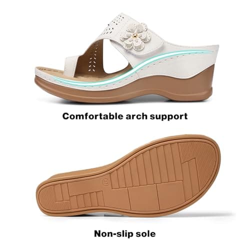 SHIBEVER Women's Comfortable Wedge Sandals - Dressy Summer Casual Low Heels