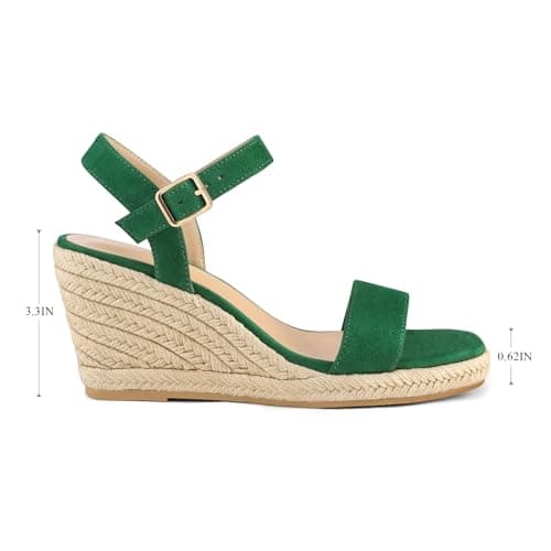 mysoft Women's Platform Espadrille Wedge Sandals Open Toe Ankle Strap Buckle