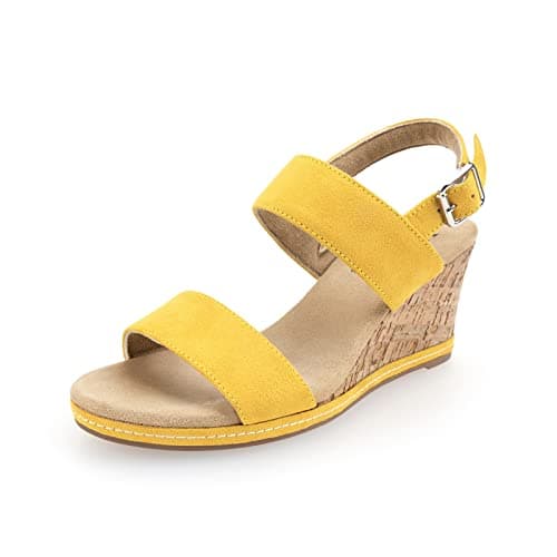 VJH Confort Women's Cork Wedge Sandals with Buckle Strap