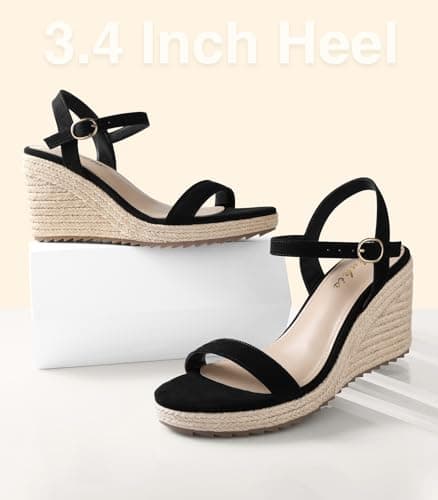 Ankis Platform Wedge Sandals for Women, Black, Brown, White, Nude Espadrille - Summer Comfort High Heel
