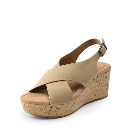DREAM PAIRS Women's Comfortable Ankle Strap Platform Wedge Sandals