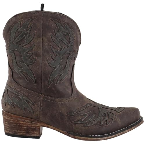 Roper Women's Amelia Brown Snip Toe Casual Boots-Ankle Low Heel 1-2"