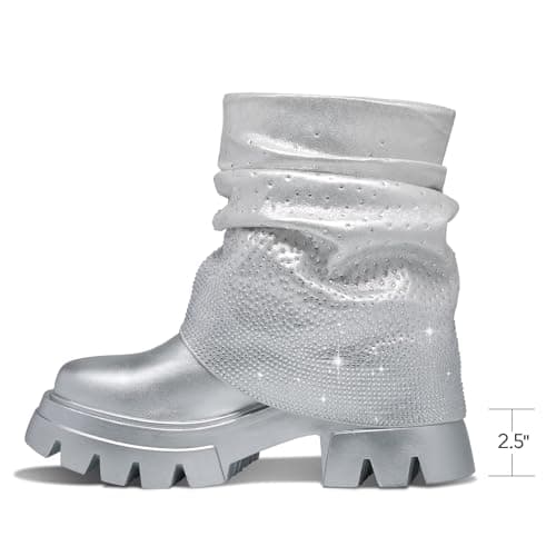 RKQ Women's Zebra Combat Boots - Chunky Heel & Lace-Up Mid-Calf Lug Sole