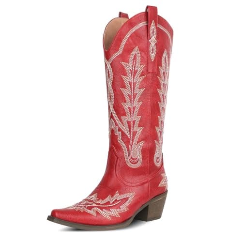 Cowgirl Boots for Women: Knee High Western Style with Embroidered Pointed Toe