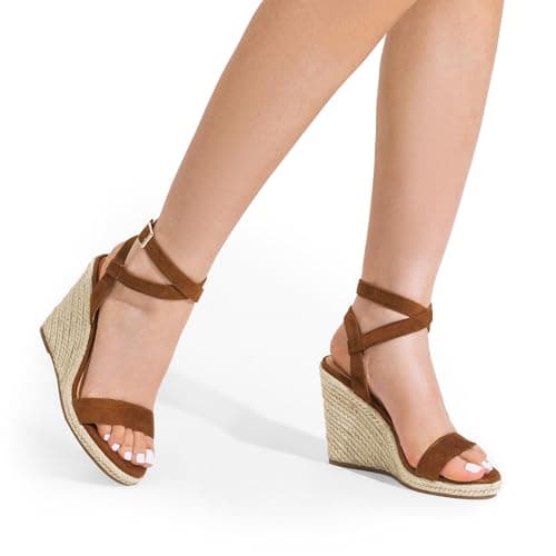 Dream Pairs Women's Dressy Open Toe Espadrille Wedge Sandals with Bucklestrap