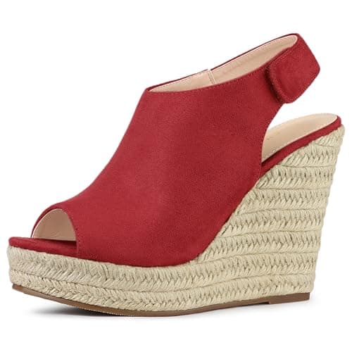 Allegra K Women's Espadrille Platform Heeled Wedge Sandals