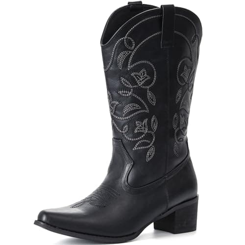 IXU Women's Wide Calf Pointed Toe Western Boots