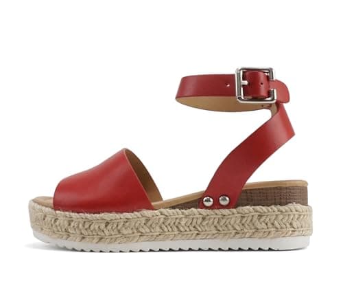 Womens Casual Espadrilles with Trim Flatform Studded Wedge