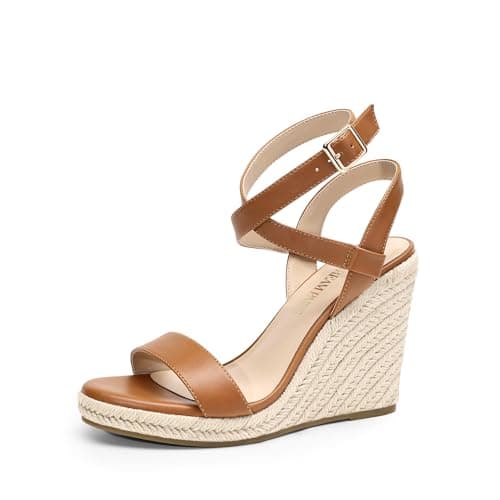 Dream Pairs Women's Dressy Open Toe Espadrille Wedge Sandals with Bucklestrap