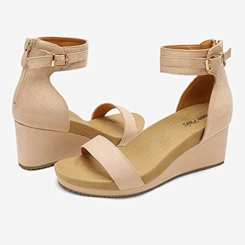 Dream Pairs Women's Open Toe Buckle Ankle Strap Platform Wedge Sandals