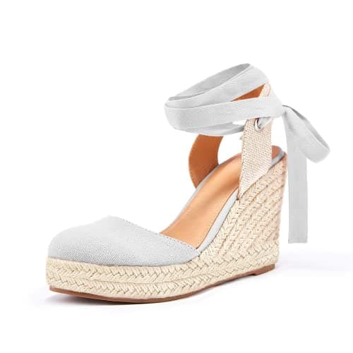 Nailyhome Women's Espadrille Wedge Sandals Ankle Wrap Shoes