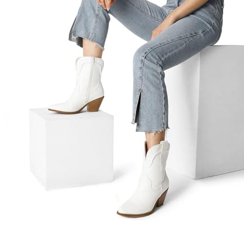 Dream Pairs Women's Western Ankle Boots Cowgirl Cowboy Heel Pointed Toe