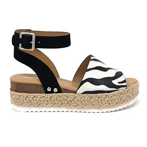 Womens Casual Espadrilles with Trim Flatform Studded Wedge