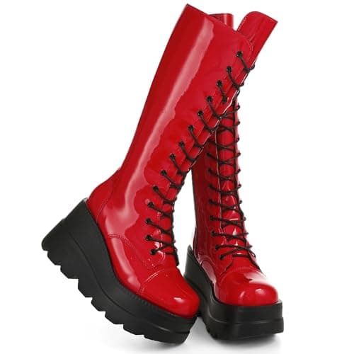 Womens High Platform Chunky Heel Combat Boots - For Women