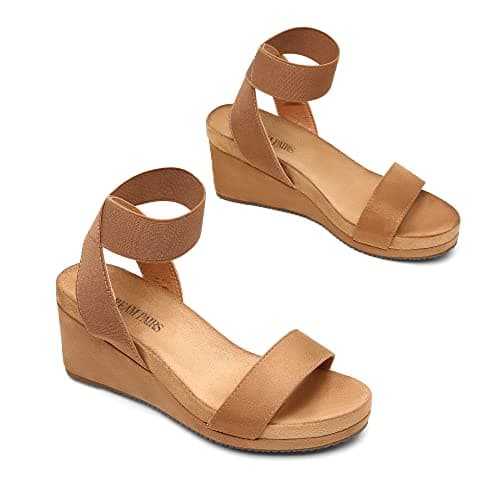 Dream Pairs Women's Comfortable Elastic Ankle Strap Platform Wedge Sandals