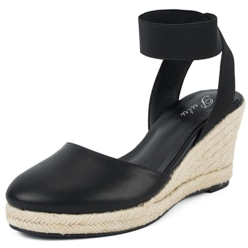 Elastic Ankle Strap Putu Espadrille Wedge Sandals for Women