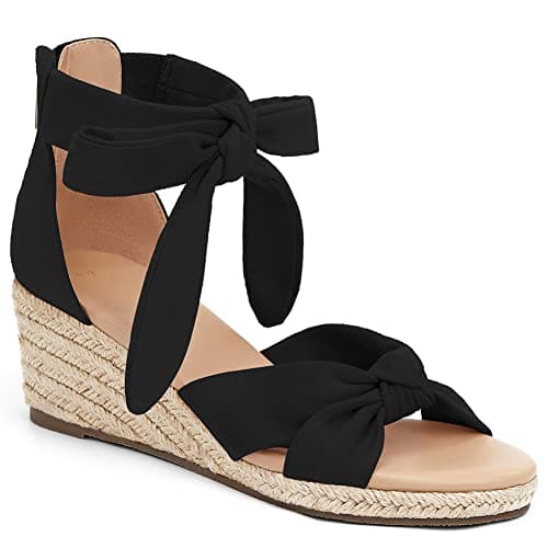 LAICIGO Women's Wedding Espadrilles Wedge Sandals with Back Zipper Open Toe Platform Ankle Strap
