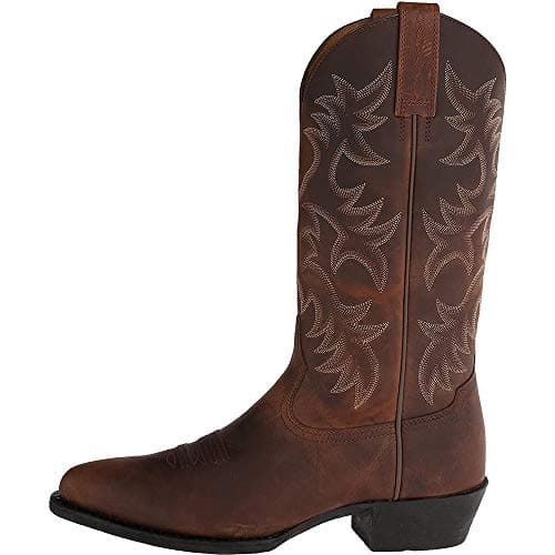 XBKOJBA Western Cowboy Boots for Men - Mid-Calf Embroidered Chunky Heel