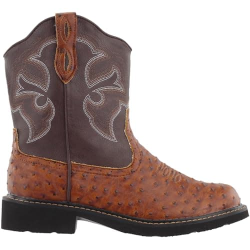 Roper Women's Chunky Rider Embroidered Round Toe Casual Brown Boots
