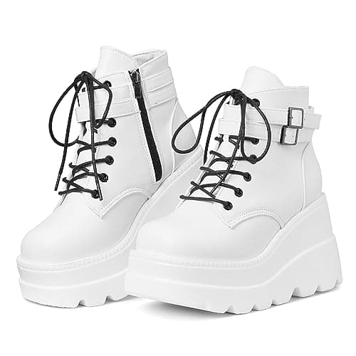 Refined and simplified title: Holographic Lace-Up Ankle Boots with Studded Buckle Detail for Women