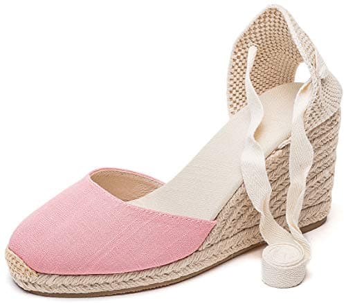 U-lite Womens Espadrille Wedge Sandals Ankle Strap Slingback