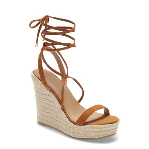 Coutgo Women's Espadrille Wedge Lace-Up Ankle Strap Sandals