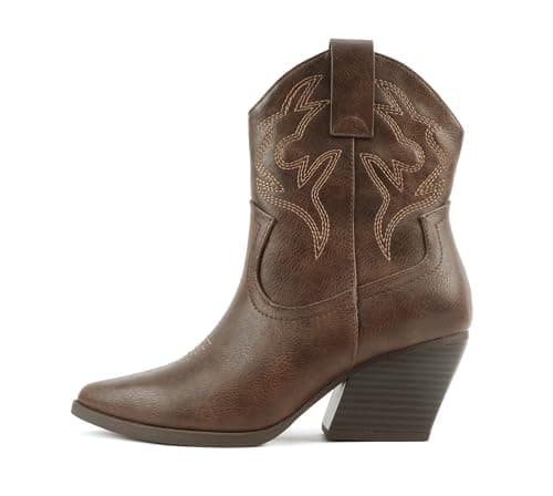 BLAZING Women's Western Bootie Pointe Toe Low Heel (Wide Fit Available)
