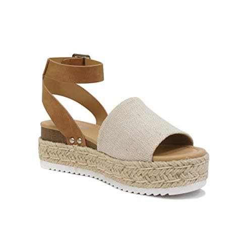 Womens Casual Espadrilles with Trim Flatform Studded Wedge