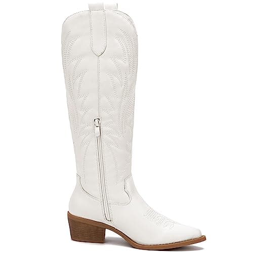GLOBALWIN Women's Cowboy Cowgirl Embroidered Knee High Boots