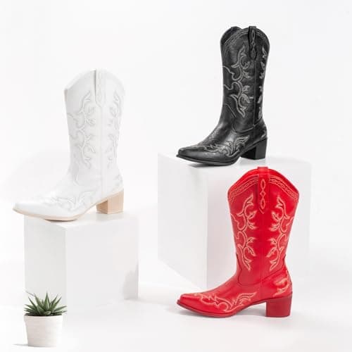 Classical Embroidered Pointy Toe Western Boots for Women