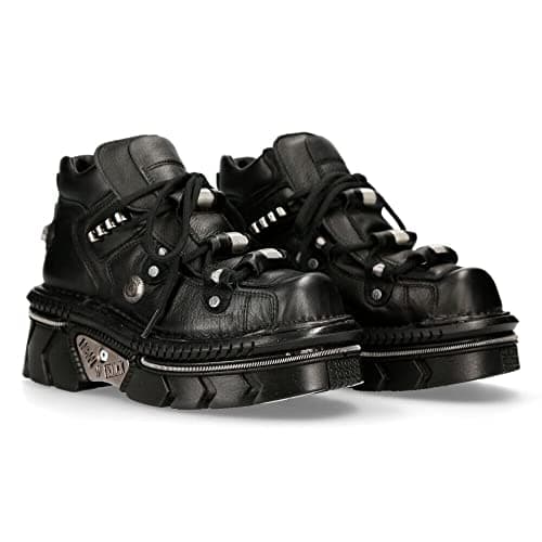 New Rock M-215-S6 Women's Goth Punk Black Metallic Platform Boots