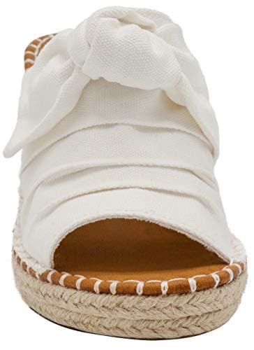 Womens LONDON FOG Heidi Espadrille Wedge Sandals with Bow Detail