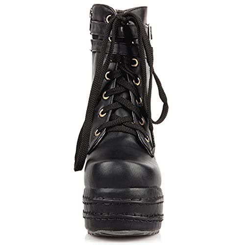 Hidden Wedge Lace Up Platform Ankle Boots for Women