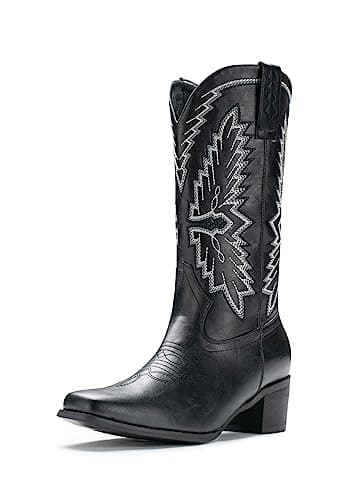 Classical Embroidered Pointy Toe Western Boots for Women