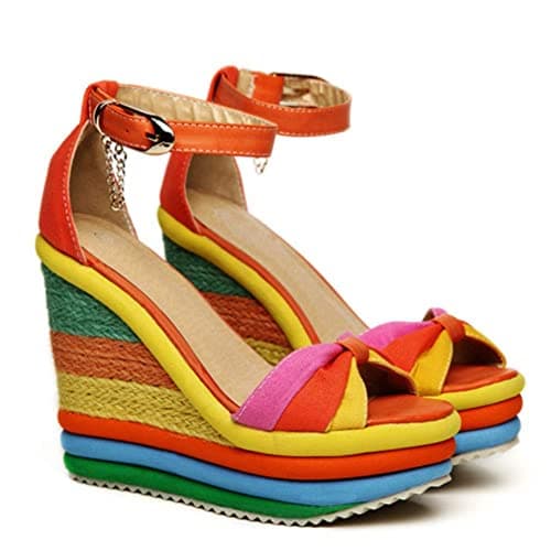 Colorful Ankle Strap Platform Wedge Sandals for Women - Boho Style