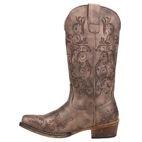 Roper Women's Tall Brown Embroidery Snip-Toe Casual Boots