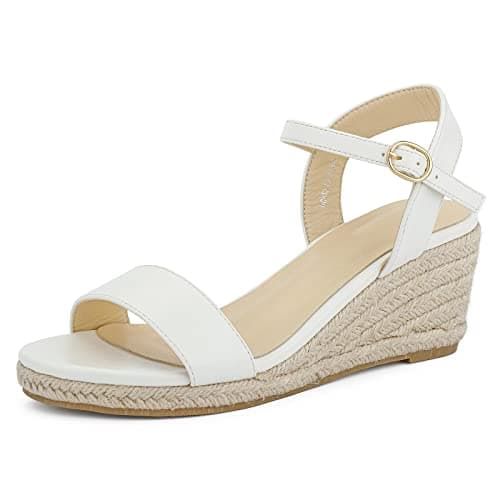 DREAMCIA Women's Wedge Espadrille Platform Sandals Open Toe Buckle Dress ShoesSummer
