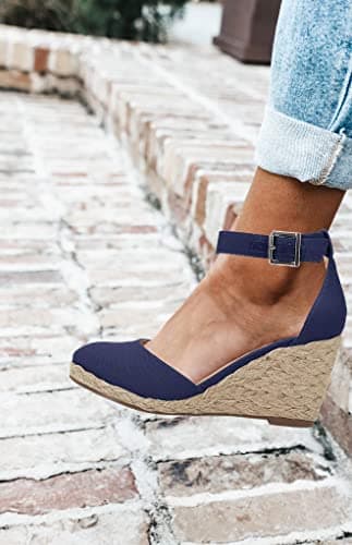 JeimPoey Womens Platform Espadrille Wedge Sandals with Ankle Strap