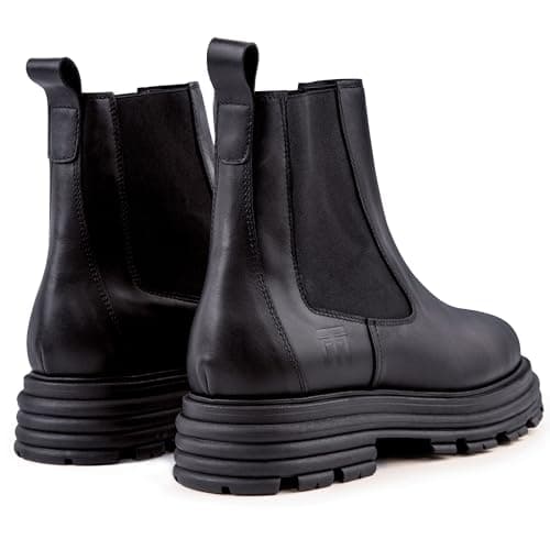 VANERVA Chelsea Boots for Women | Italian Leather, Non-Slip Sole, Chunky Lug Heel