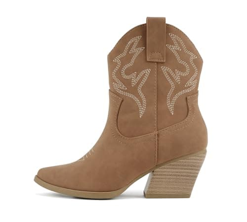 BLAZING Women's Western Bootie Pointe Toe Low Heel (Wide Fit Available)