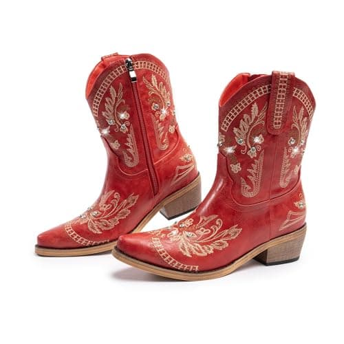 Sparkly Rhinestone Cowboy Boots for Women | Cusolemore Short Western Ankle Boot