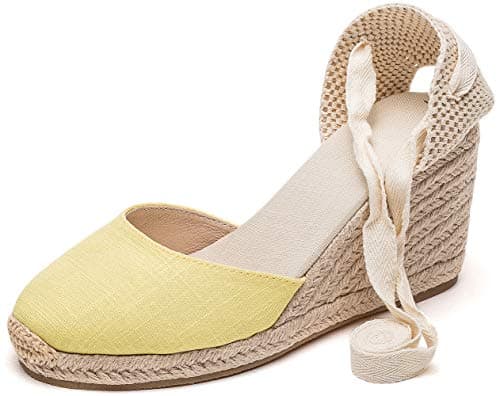 U-lite Womens Espadrille Wedge Sandals Ankle Strap Slingback