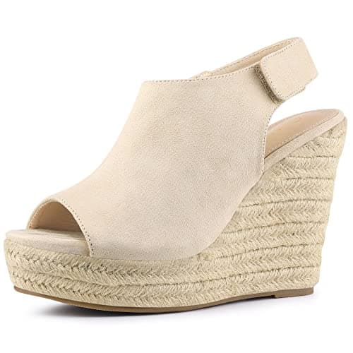Allegra K Women's Espadrille Platform Heeled Wedge Sandals