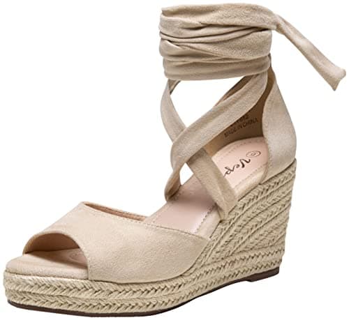 Vepose Women's Lace-Up Espadrille Platform Wedge Sandals