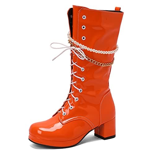 VOMIRA Women's Knee High Platform GoGo Boots with Chunky Heels