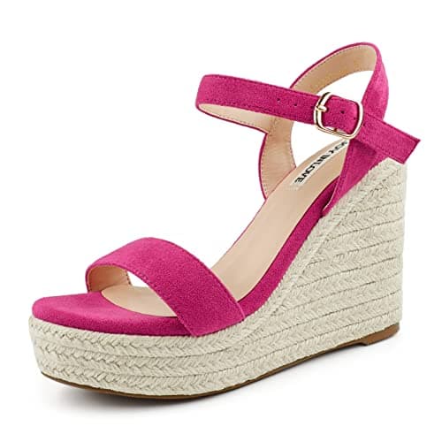 JOY IN LOVE Women's Wedge Espadrille Heel Sandals with Ankle Strap